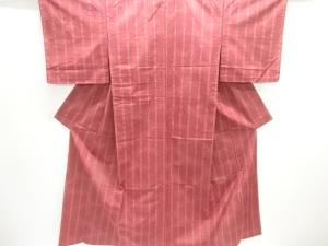 未使用品　よろけ縞模様織り出し手織り紬単衣着物